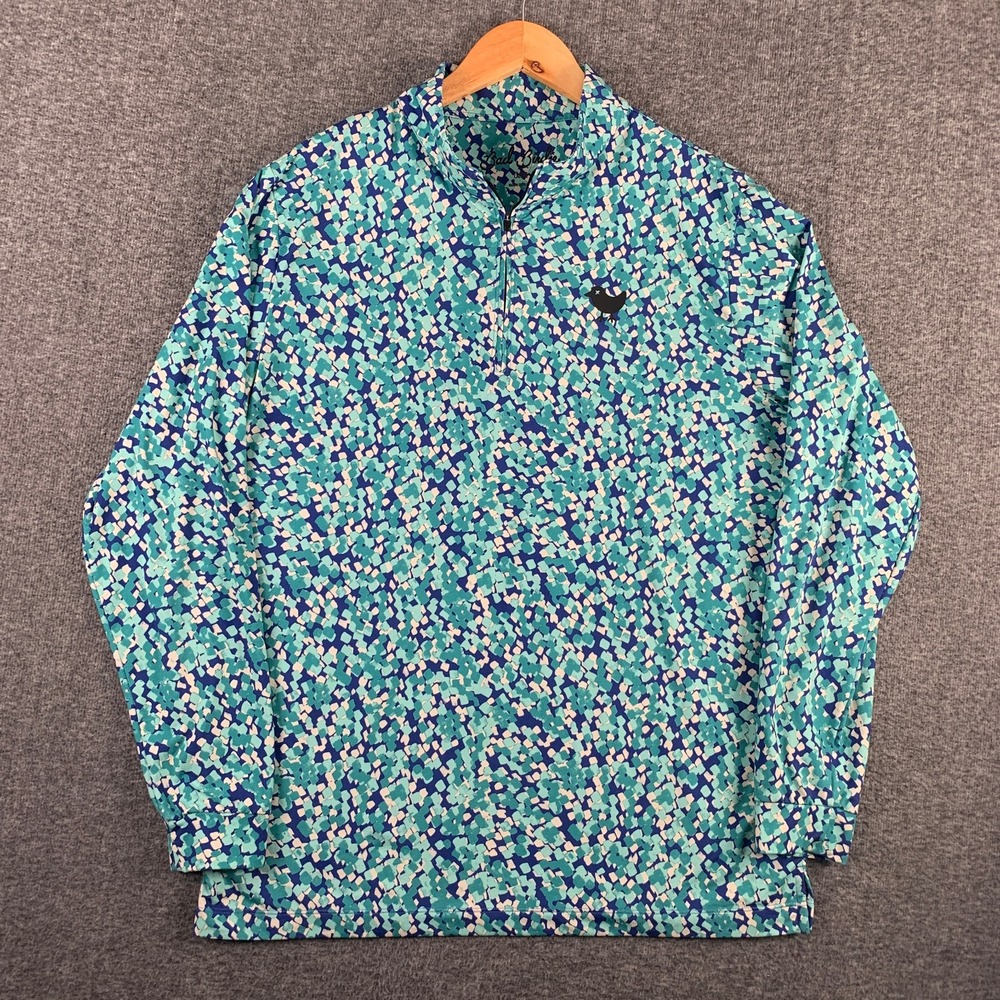 Bad Birdie Quarter Zip Men Large Green Abstract Performance Golf 1/4 Zip
